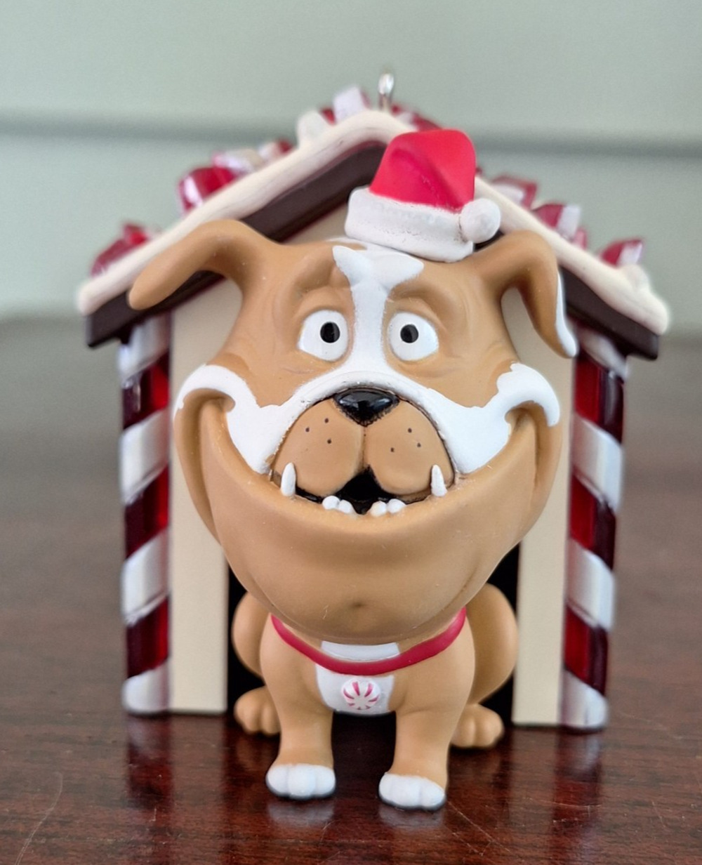 2013 Hallmark Keepsake Peppermint Bark BullDog Ornament Magic Sound QXG1525